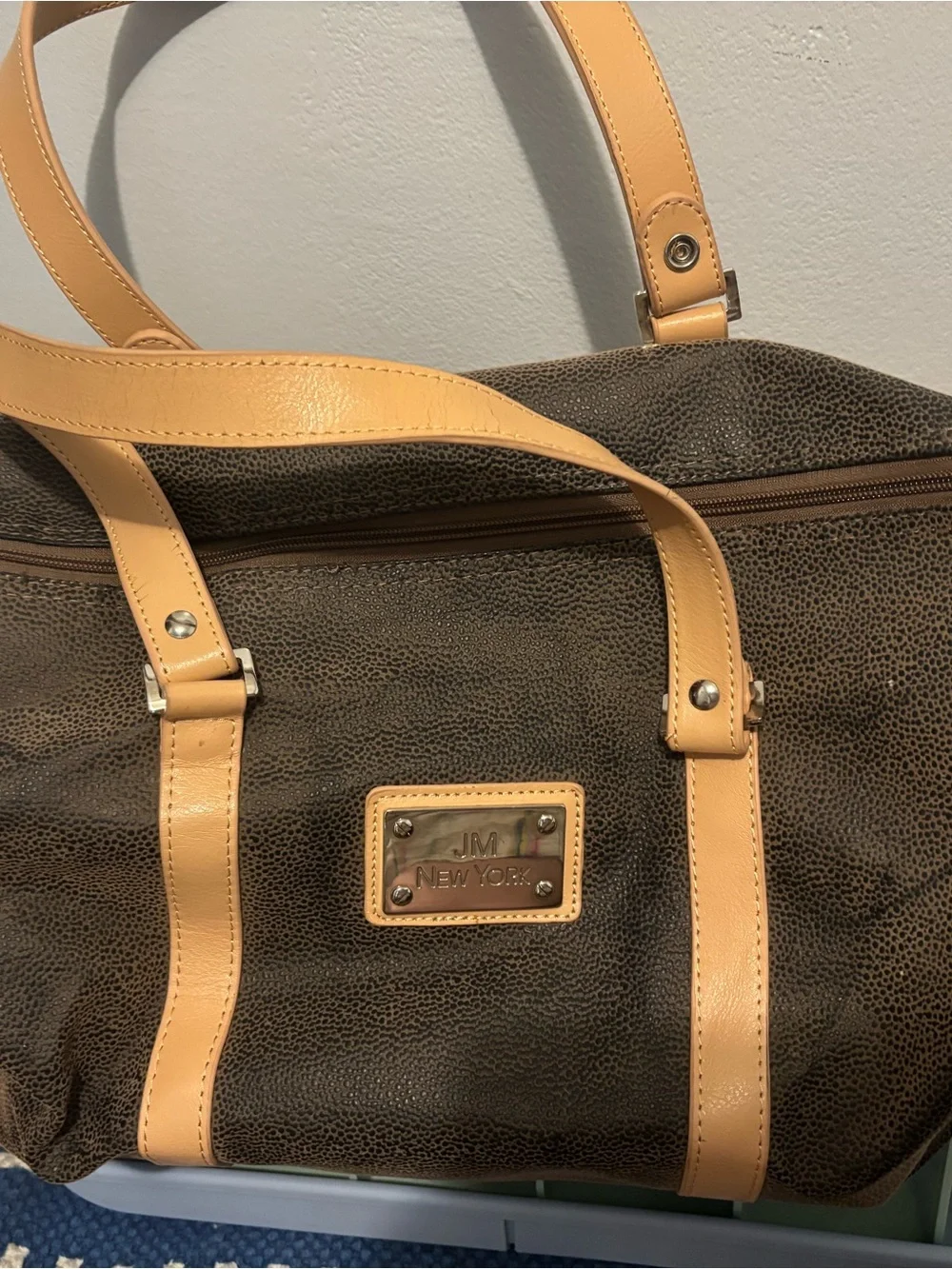 Men's Brown Duffel Bag with Tan Trim